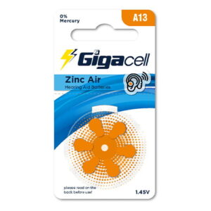 باتری سمعک گیگاسل مدل Zinc Air-A13 کارت ۶ عددی