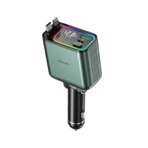 شارژر فندکی 90 وات گرین لاین مدل دو پورت سیم دار Retractable